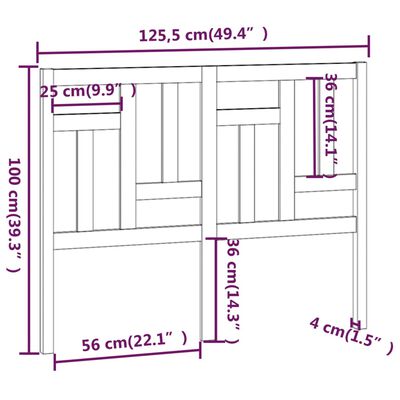 vidaXL Cabeceira de cama 125,5x4x100 cm madeira de pinho maciça branco