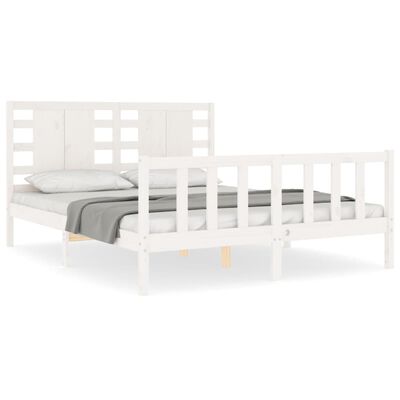 vidaXL Estrutura de cama com cabeceira 160x200 cm madeira maciça