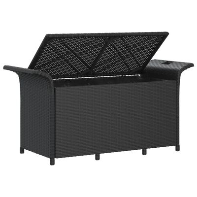 vidaXL Banco de jardim com almofadão 116x46x57 cm vime PE preto