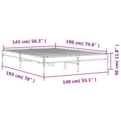 vidaXL Estrutura cama 140x190 cm derivados de madeira/metal