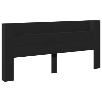 vidaXL Armário de cabeceira com luzes LED 220x16,5x103,5 cm preto