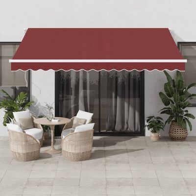 vidaXL Toldo retrátil automático 400x300 cm bordô