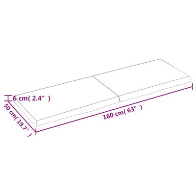 vidaXL Tampo de mesa 160x50x(2-6) cm carvalho tratado castanho-claro