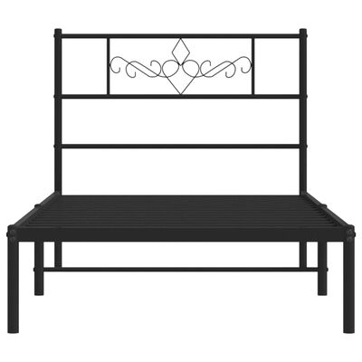 vidaXL Estrutura de cama com cabeceira 100x200 cm metal preto