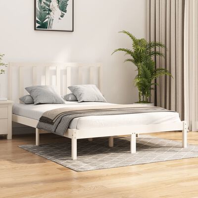 vidaXL Estrutura de cama 120x200 cm pinho maciço branco