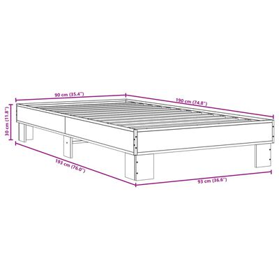 vidaXL Estrutura de cama derivados de madeira e metal carvalho fumado