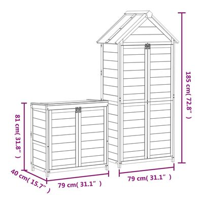 vidaXL 2 pcs conj. abrigos p/ ferramentas jardim pinho maciço cinzento