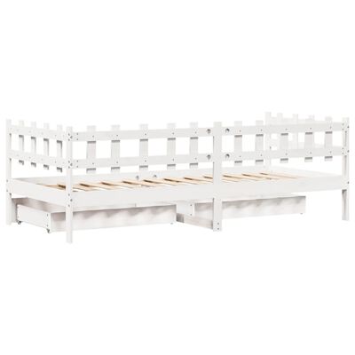 vidaXL Sofá-cama c/ gavetas 90x200cm madeira de pinho maciça branco