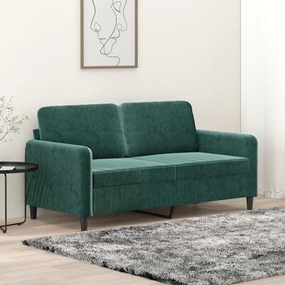 vidaXL Sofá de 2 lugares 140 cm veludo verde-escuro