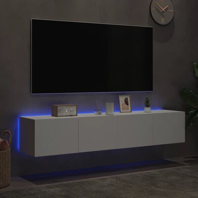 vidaXL Móveis de parede p/ TV com luzes LED 2 pcs 80x35x31 cm branco