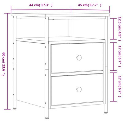 vidaXL Mesas de cabeceira 2 pcs derivados de madeira carvalho castanho