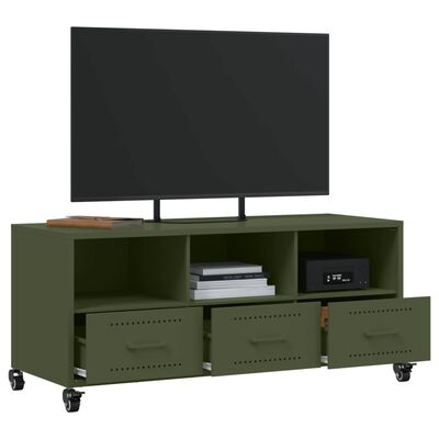 vidaXL Móvel de TV 100,5x39x43,5 cm aço verde-azeitona