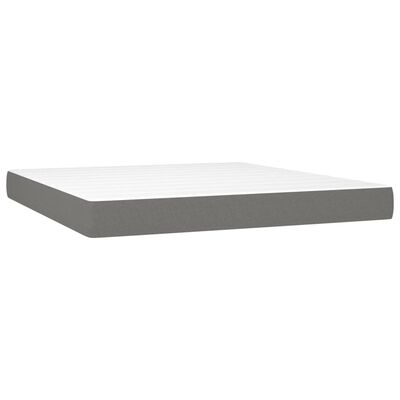 vidaXL Cama box spring c/ colchão e LED 180x200 cm tecido cinza-escuro