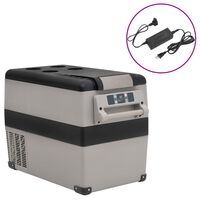 vidaXL Mala térmica com pega e adaptador 35 L PP e PE preto/cinzento