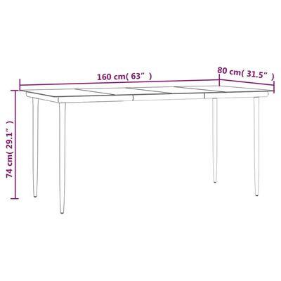 vidaXL 7 pcs conjunto de jantar p/ jardim vime PE cinzento-escuro