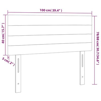 vidaXL Cabeceira de cama tecido 100x5x78/88 cm cinzento-claro