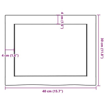 vidaXL Bancada p/ WC 40x30x(2-4) cm madeira maciça tratada castanho