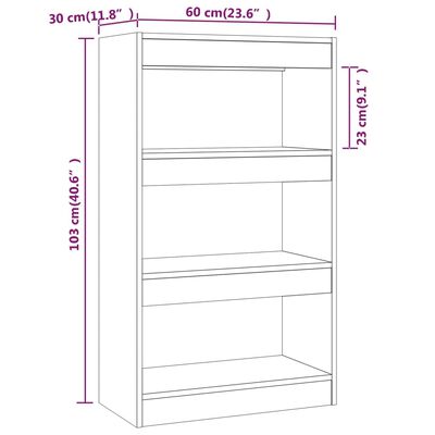 vidaXL Estante/divisória 60x30x103cm derivados madeira cinzento sonoma