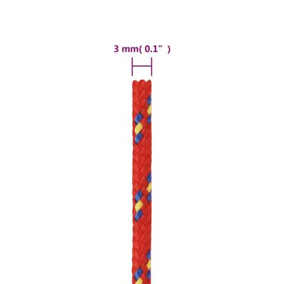 vidaXL Corda de barco 3 mm 500 m polipropileno vermelho