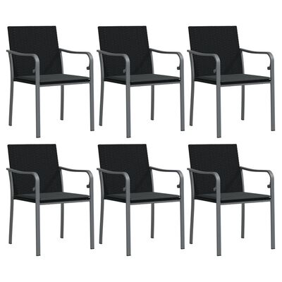 vidaXL 7 pcs conjunto de jantar p/ jardim c/ almofadões vime PE e aço