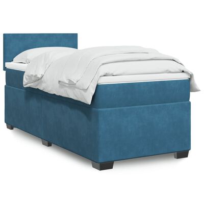 vidaXL Cama boxspring com colchão 80x200 cm veludo azul