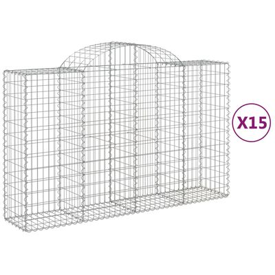 vidaXL Cestos gabião arqueados 15pcs 200x50x120/140 ferro galvanizado