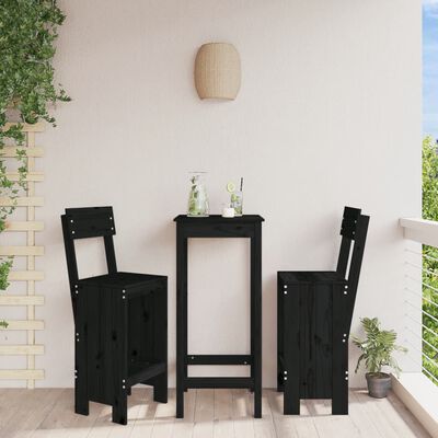 vidaXL Cadeiras de bar 2 pcs 40x48,5x115,5 cm pinho maciço preto