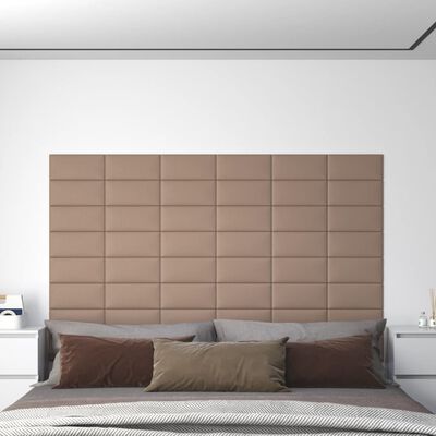 vidaXL Painel parede 12pcs 30x15cm couro artificial 0,54 m² cappuccino