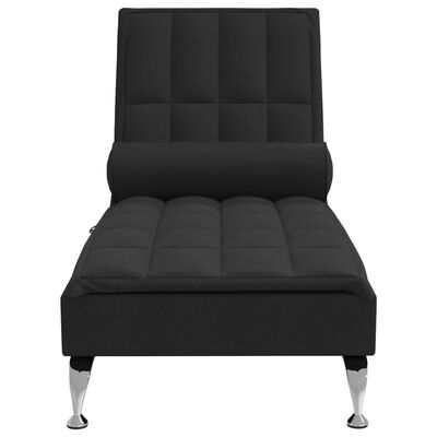 vidaXL Chaise lounge de massagem com rolo tecido preto