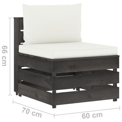 vidaXL 9 pcs conj. lounge jardim c/ almofadões madeira impreg. cinza