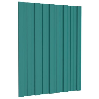 vidaXL Painel de telhado 12 pcs 60x45 cm aço galvanizado verde