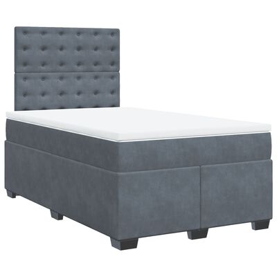 vidaXL Cama boxspring com colchão 120x190 cm veludo cinzento-escuro