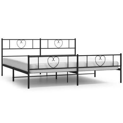 vidaXL Estrutura de cama com cabeceira e pés 193x203 cm metal preto