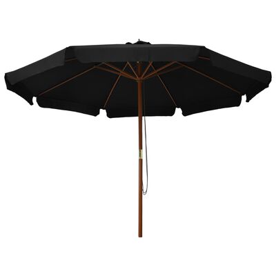 vidaXL Guarda-sol de exterior c/ poste de madeira 330 cm preto