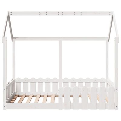 vidaXL Cama infantil formato casa 80x160 cm pinho maciço branco