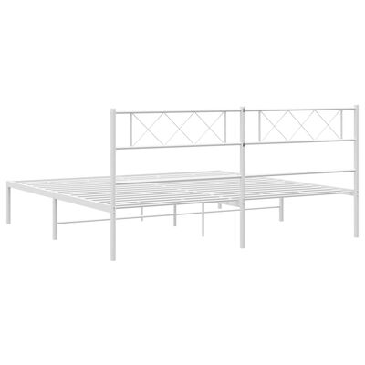 vidaXL Estrutura de cama com cabeceira 180x200 cm metal branco