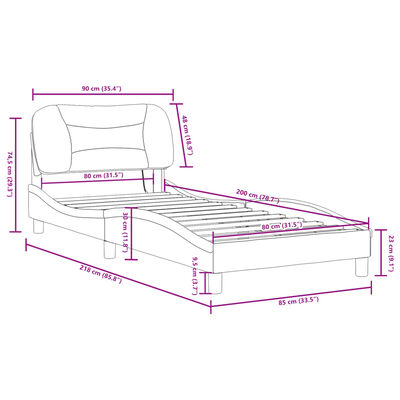 vidaXL Estrutura de cama c/ luzes LED 80x200 cm tecido cinzento-escuro