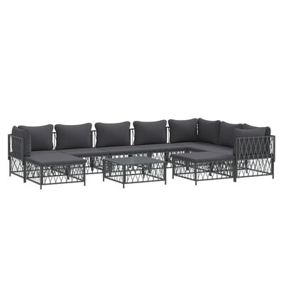 vidaXL 10 pcs conjunto lounge de jardim com almofadões aço antracite