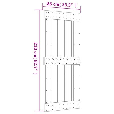 vidaXL Porta de correr com ferragens 85x210 cm madeira de pinho maciça