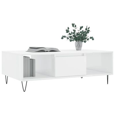 vidaXL Mesa de centro 104x60x35 cm derivados madeira branco brilhante