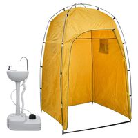 vidaXL Conjunto de lavatório com suporte para campismo com tenda 20 L