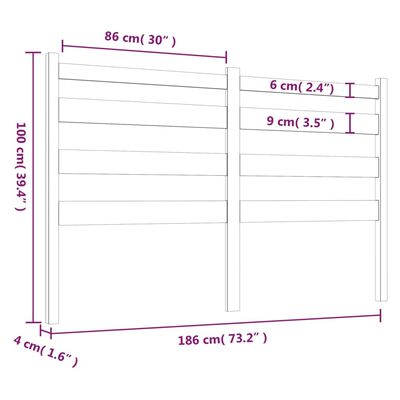 vidaXL Cabeceira de cama 186x4x100 cm pinho maciço cinzento