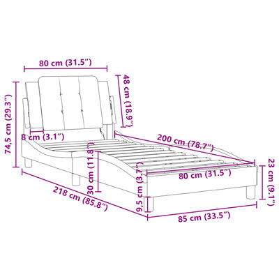 vidaXL Estrutura de cama c/ luzes LED 80x200 cm couro artificial preto