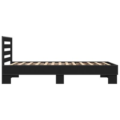 vidaXL Estrutura de cama 75x190 cm derivados de madeira e metal preto