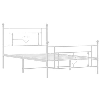 vidaXL Estrutura de cama com cabeceira e pés 107x203 cm metal branco