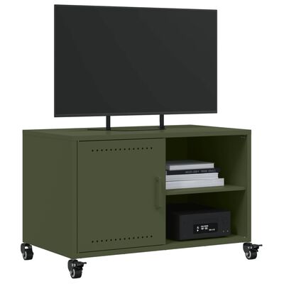 vidaXL Móvel de TV 68x39x43,5 cm aço verde azeitona