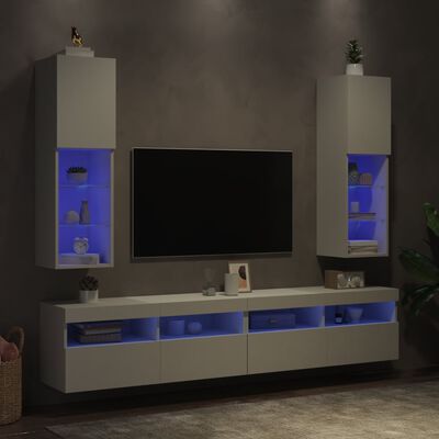 vidaXL Móveis de TV com luzes LED 2 pcs 30,5x30x102 cm branco