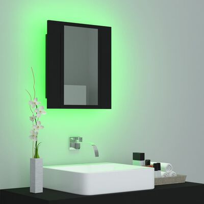 vidaXL Armário espelhado casa de banho LED 40x12x45 cm acrílico preto
