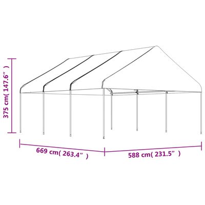 vidaXL Gazebo com telhado 6,69x5,88x3,75 m polietileno branco