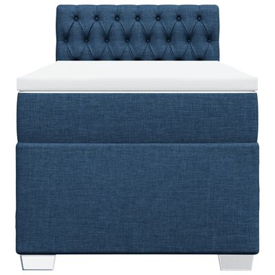 vidaXL Cama com molas/colchão 90x190 cm tecido azul